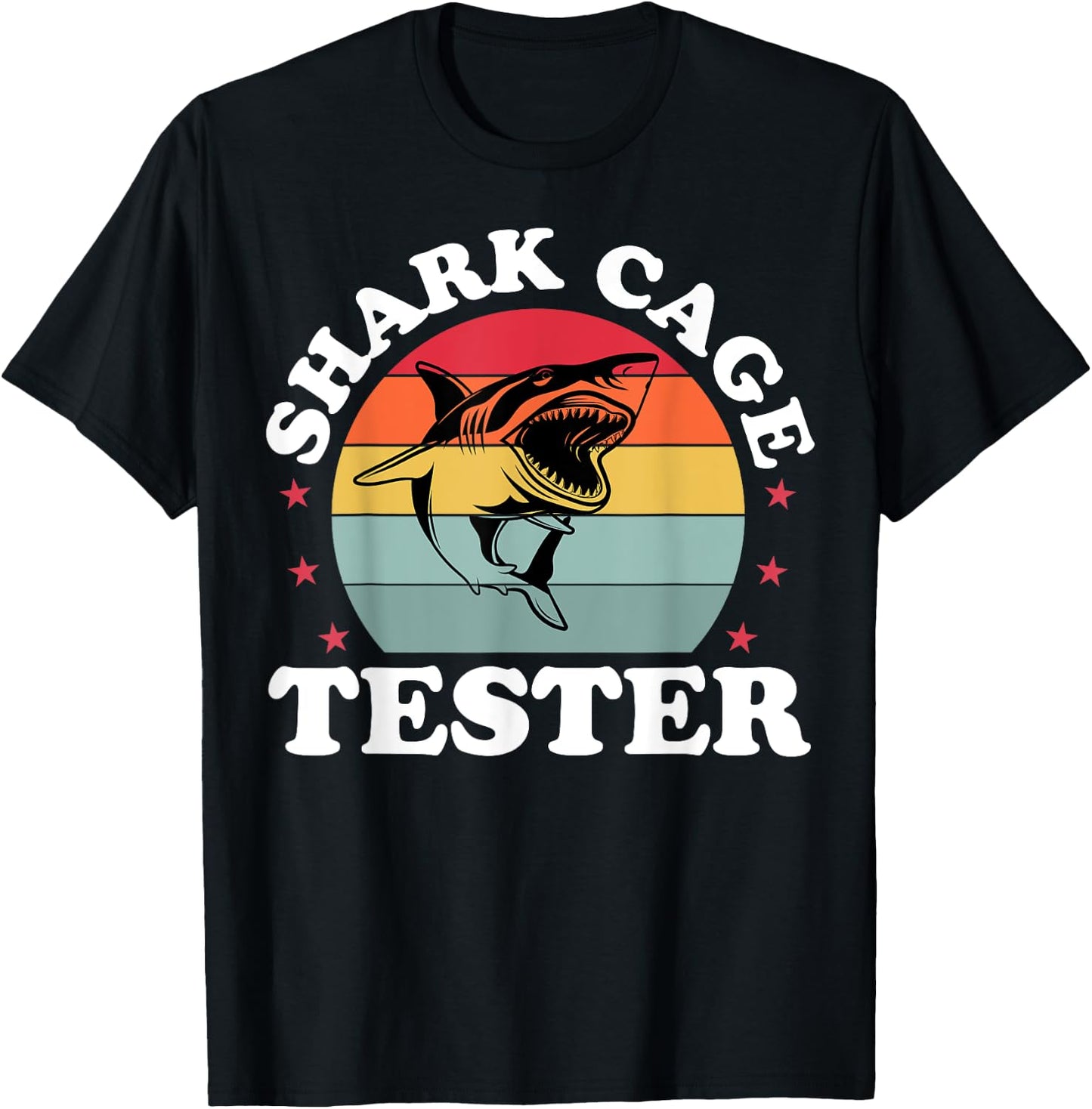 Retro Shark Cage Tester Recovery Funny Leg Arm Amputee T-Shirt - T-Shirt | Black