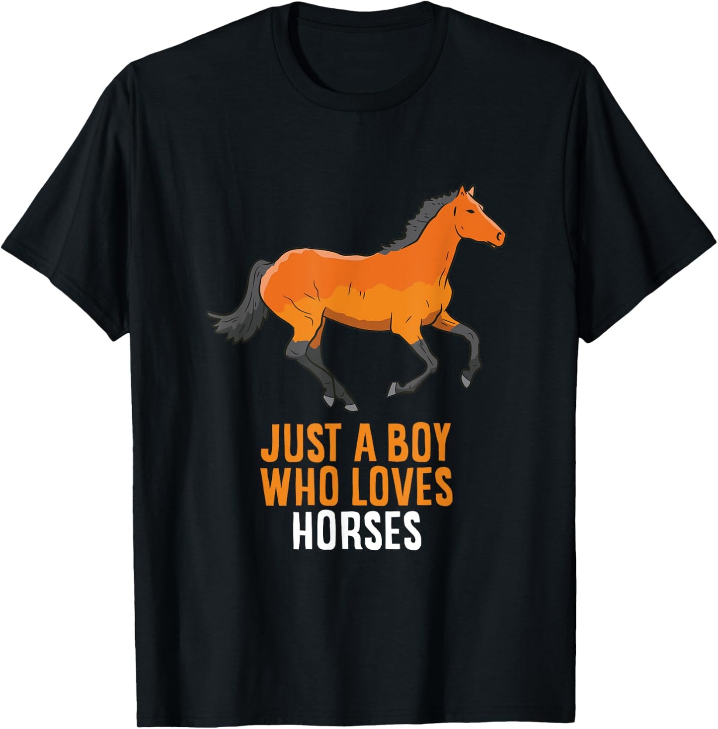 Horse Boy Just A Boy Who Loves Horses T-Shirt - T-Shirt | Black