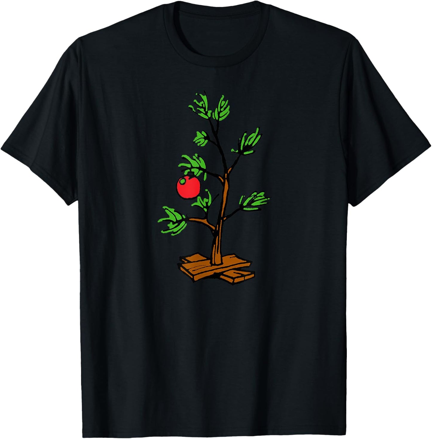 Peanuts Charlie Brown Holiday Tree Short Sleeve T-Shirt - T-Shirt | Black