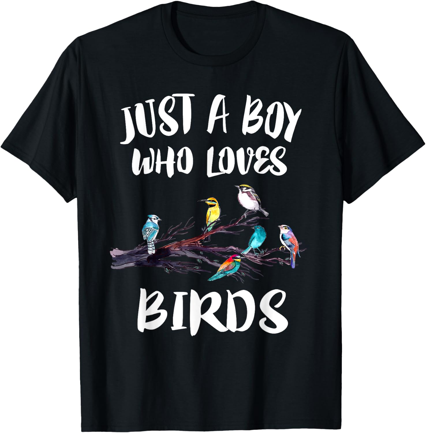 Just A Boy Who Loves Birds Birding Gift T-Shirt - T-Shirt | Black