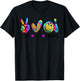 Peace Love Bowling Tie Dye Bowler Men Women Kids Funny T-Shirt - T-Shirt | Black