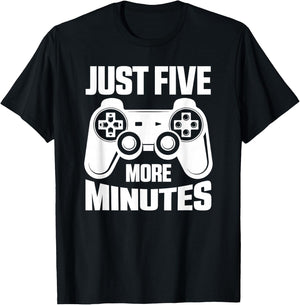 Gaming Just Five More Minutes Video Games Lover Gamer T-Shirt - T-Shirt | Black