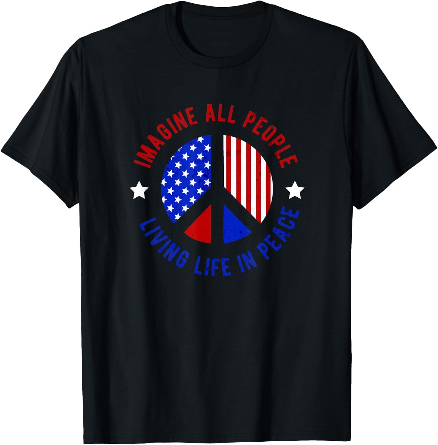 Imagine All People Living Life in Peace T-Shirt - T-Shirt | Black