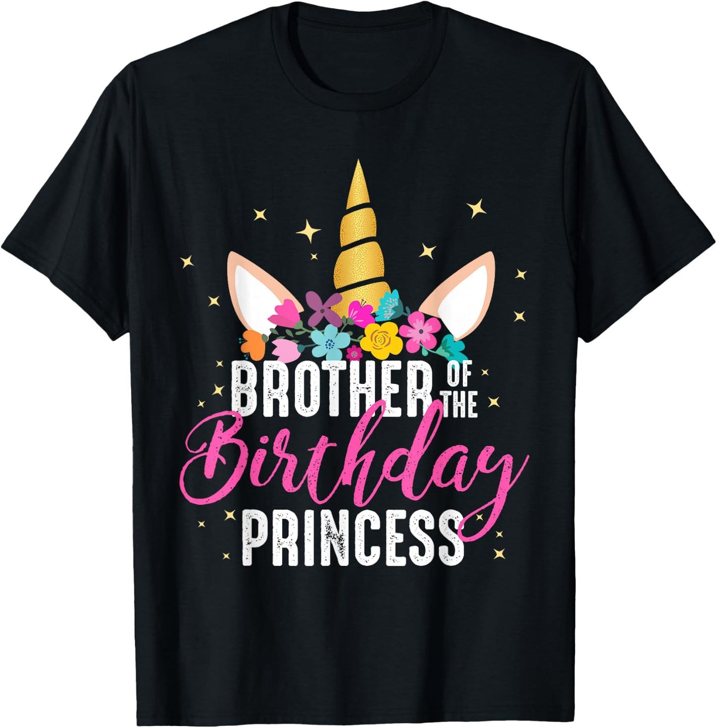 Brother Of The Birthday Princess Gift Unicorn Birthday T-Shirt - T-Shirt | Black