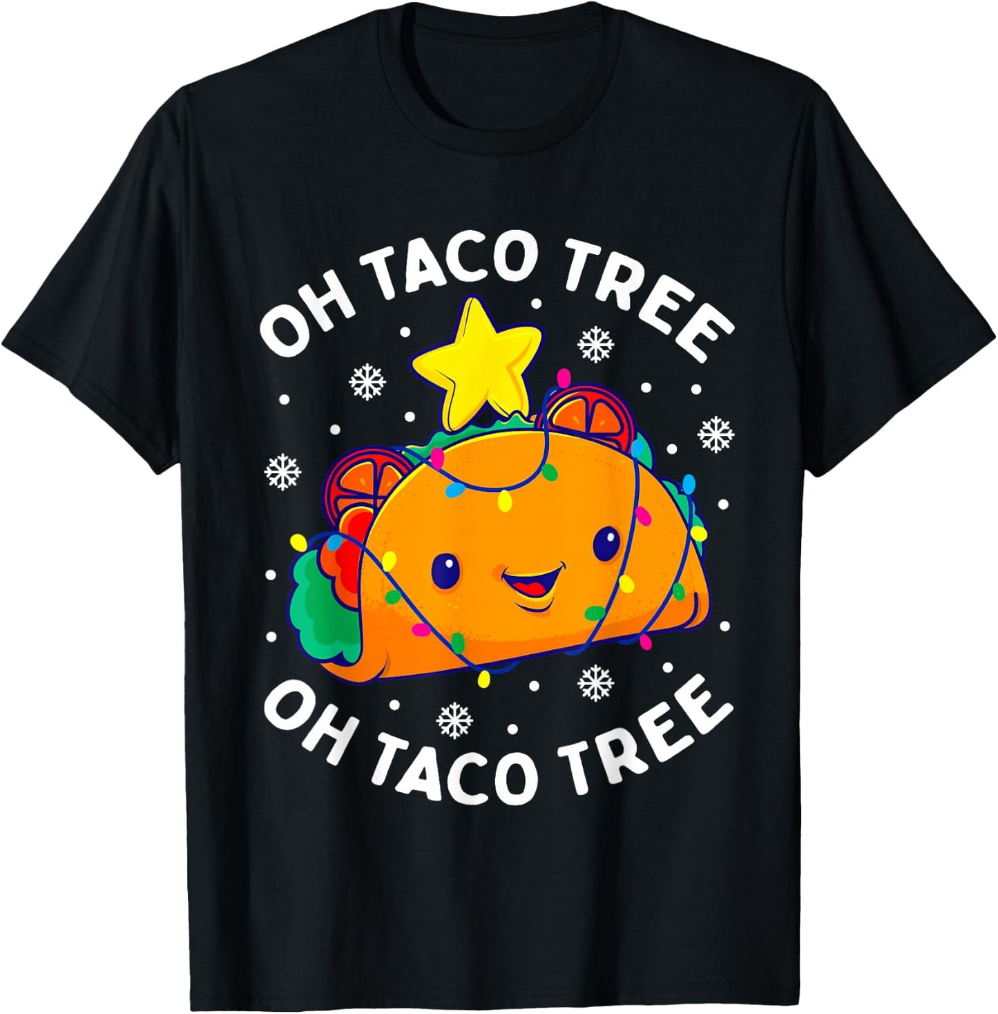 Oh Taco Tree Christmas Cute Xmas Mexican Food Lover Gift T-Shirt - T-Shirt | Black