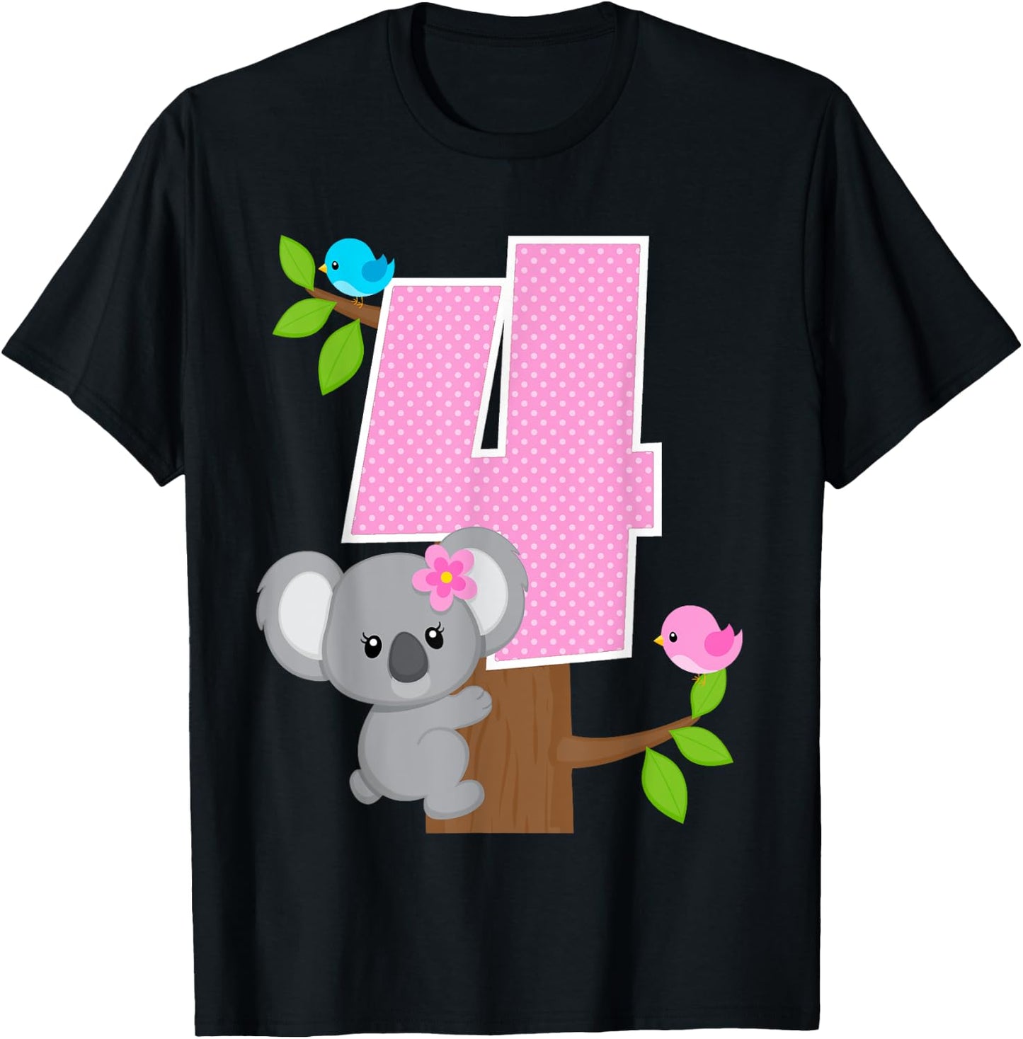 Koala Bear 4th Birthday Girl 4 Year Old Birthday Koalas Bday T-Shirt - T-Shirt | Black