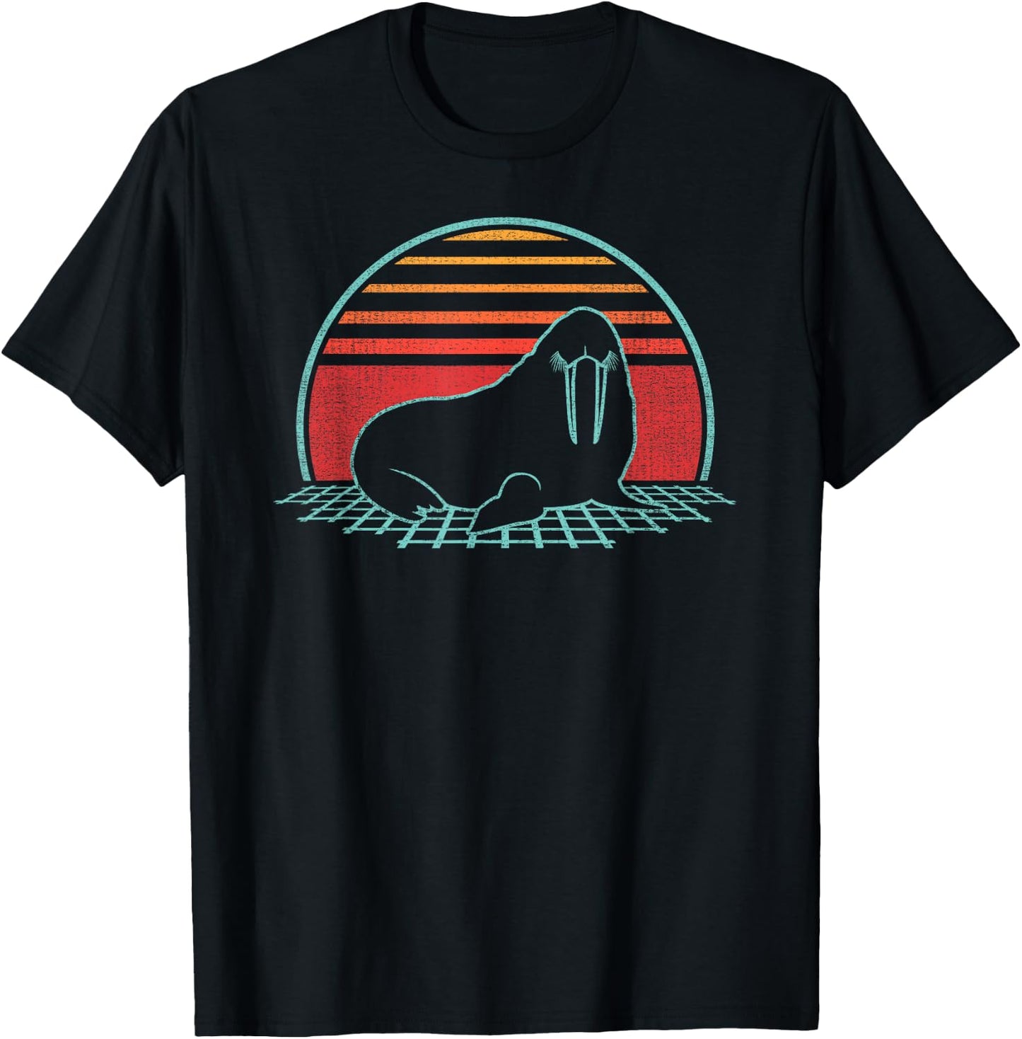 Walrus Lover Animal Retro Vintage 80s Style T-Shirt - T-Shirt | Black