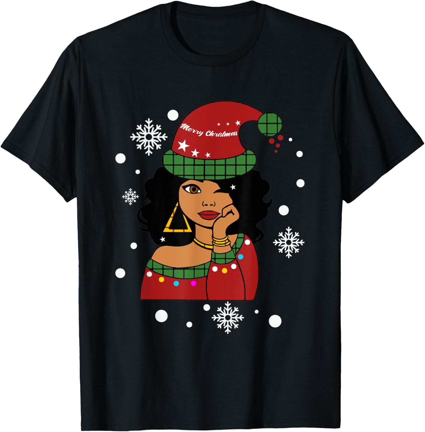 African American Christmas Santa Claus T-Shirt - T-Shirt | Black
