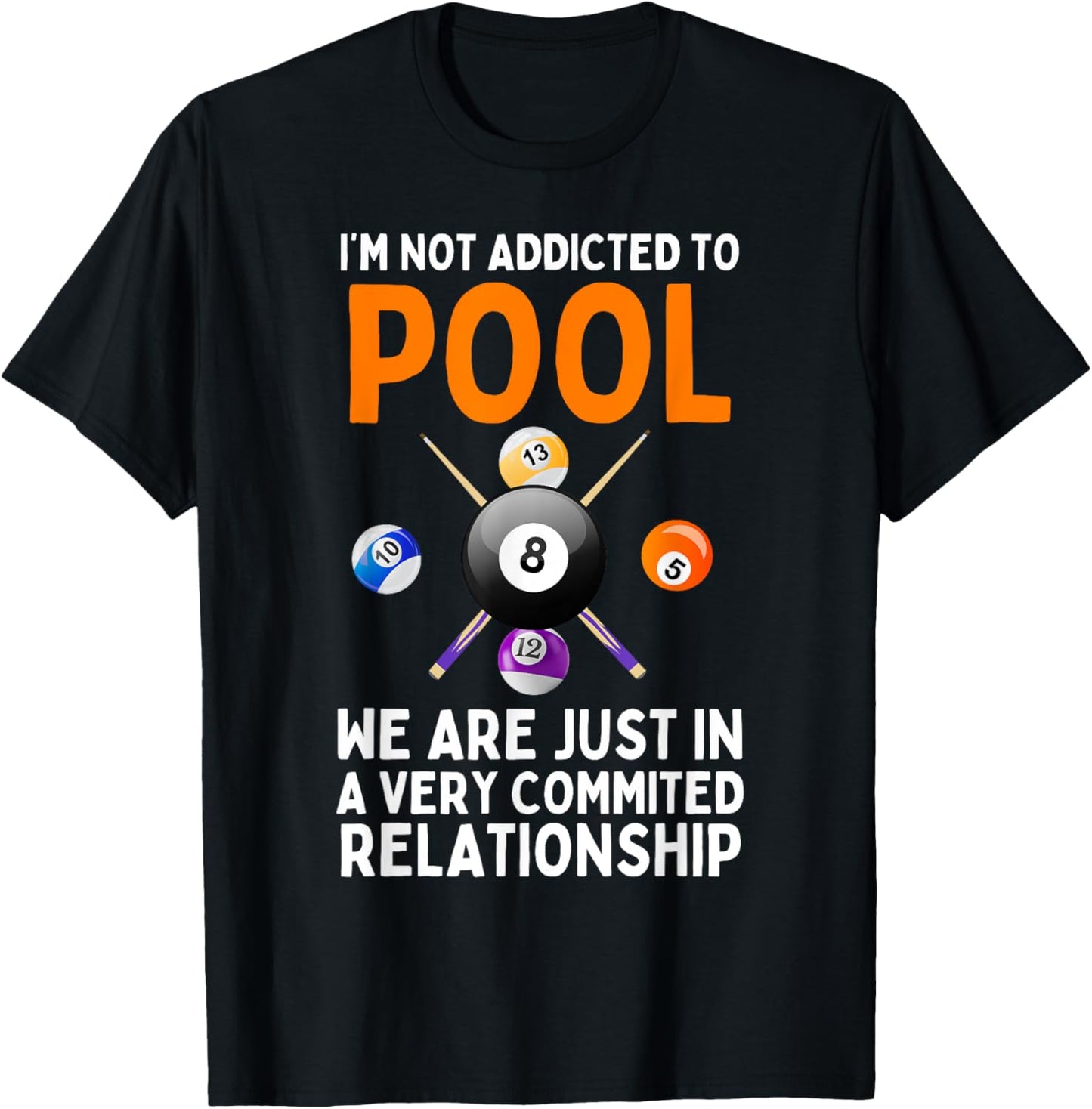Cool Pool Art Women Boys Billiard 8 Ball Pool Player T-Shirt - T-Shirt | Black