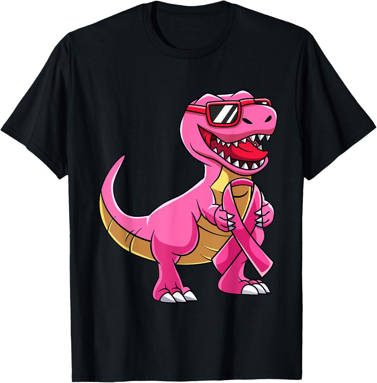 Dinosaur T Rex Breast Cancer Awareness Pink Ribbon Boys T-Shirt - T-Shirt | Black