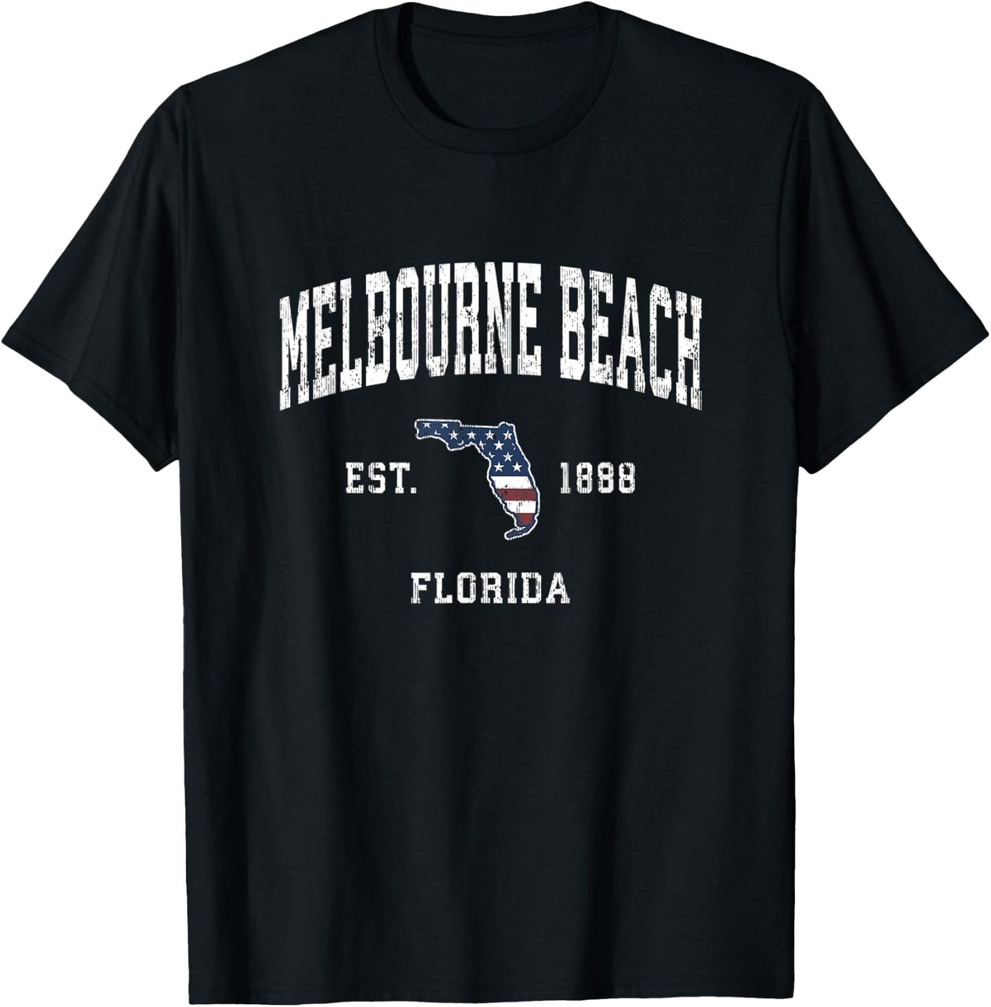 Melbourne Beach Florida FL Vintage American Flag Sports Desi Women Kids Men T-Shirt - T-Shirt | Black