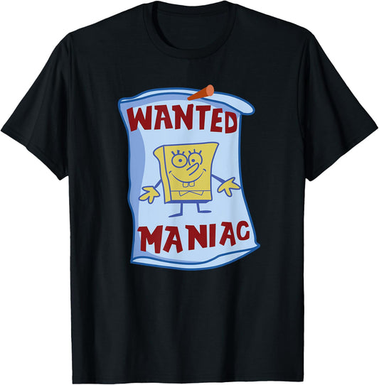 Mademark x SpongeBob SquarePants - SpongeBob SquarePants - Wanted: Maniac T-Shirt - T-Shirt | Black