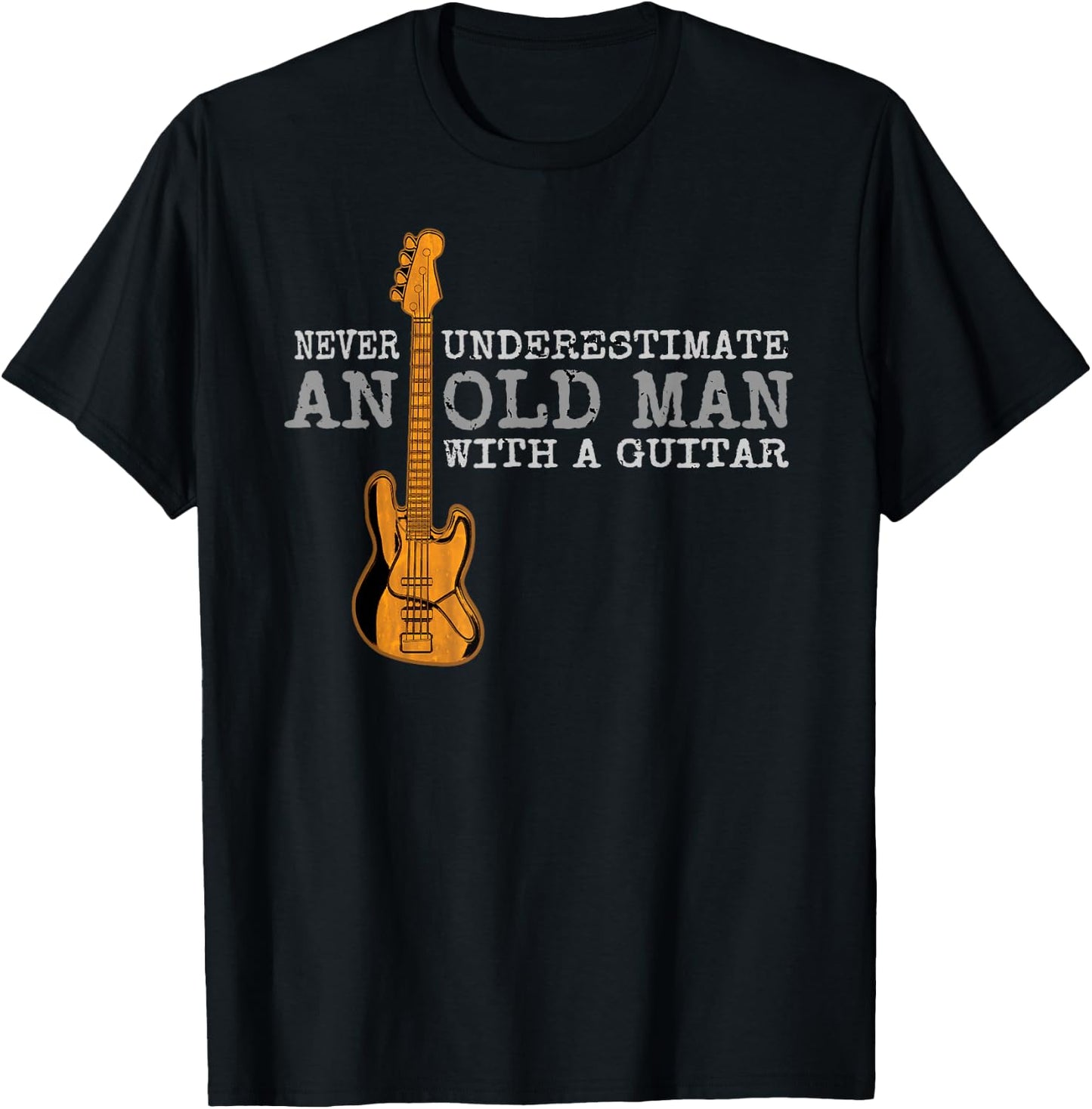 Vintage Never Underestimate an Old Man with a Guitar Music T-Shirt - T-Shirt | Black