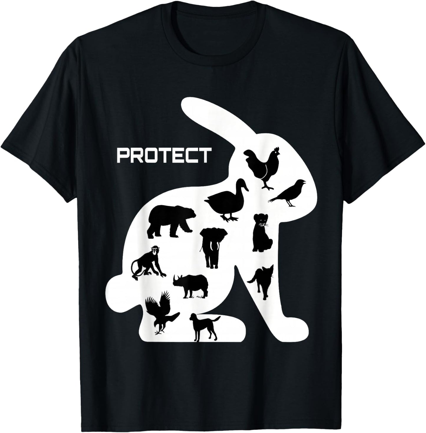 Animal rights, cool Gift, duck, elephant T-Shirt - T-Shirt | Black