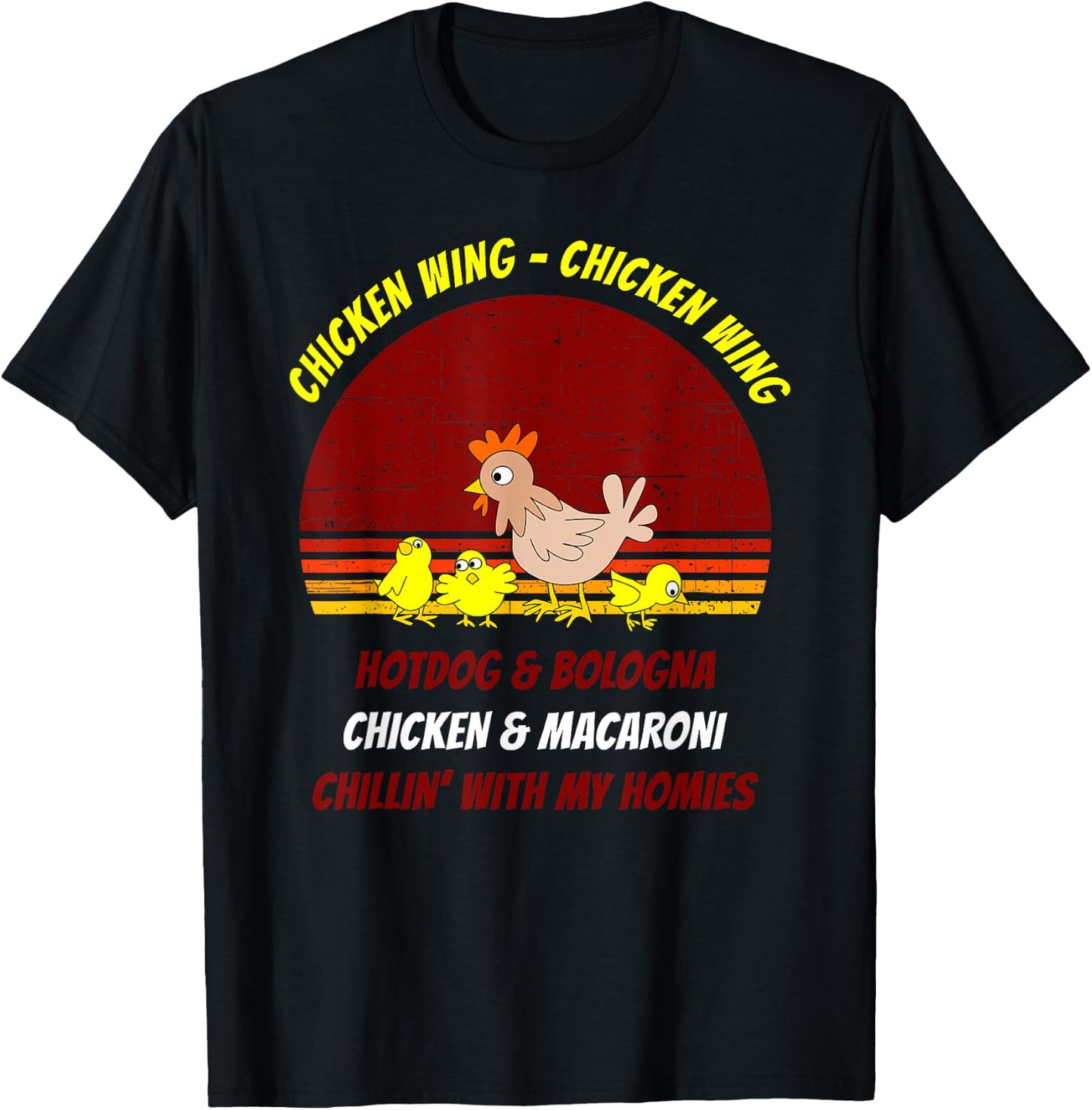 Chicken Wing Shirt Kids Retro Sunset For Boys Girls T-Shirt - T-Shirt | Black