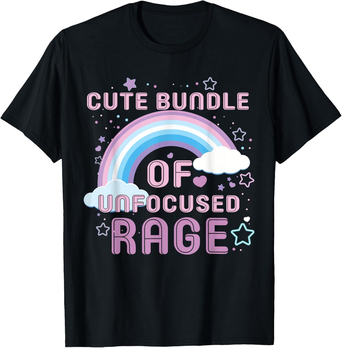 Cute Bundle Of Unfocused Rage Funny Pastel Goth Rainbow T-Shirt - T-Shirt | Black