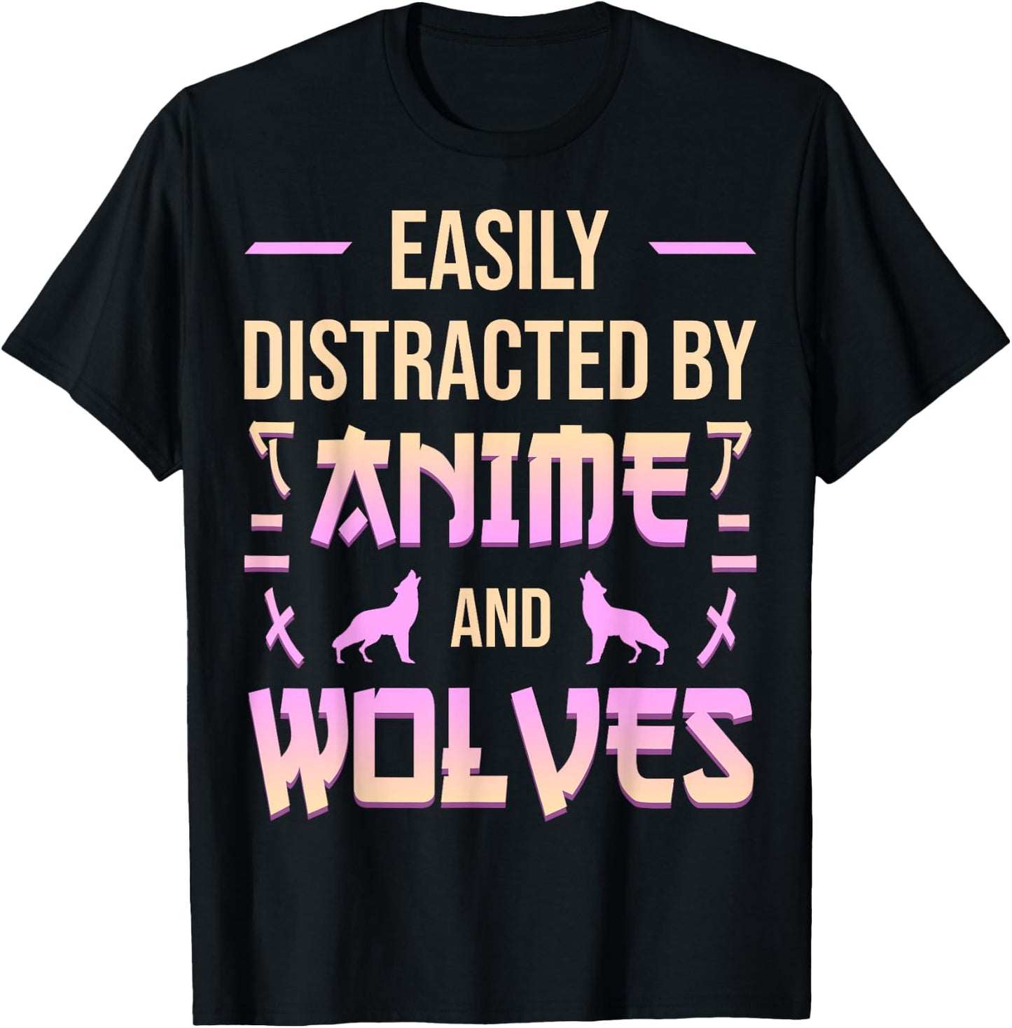Anime And Wolves Kawaii Anime Lover Japanese Otaku Wolf T-Shirt - T-Shirt | Black