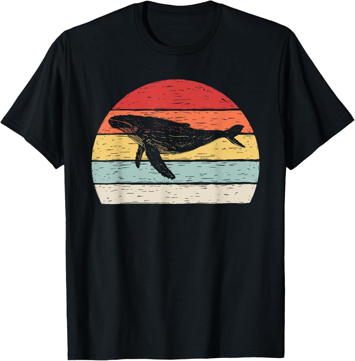 Vintage Retro Humpback Whale T-Shirt - T-Shirt | Black