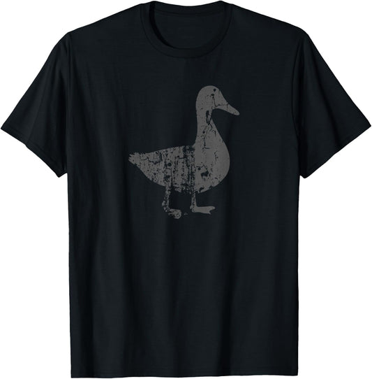 Duck Vintage Design - Distressed Duck Print T-Shirt - T-Shirt | Black