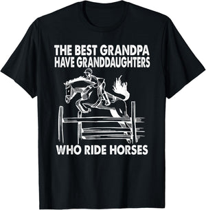 The Best Grandpa Have Granddaughters Who Ride Horses T-Shirt - T-Shirt | Black