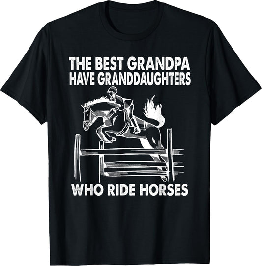 The Best Grandpa Have Granddaughters Who Ride Horses T-Shirt - T-Shirt | Black