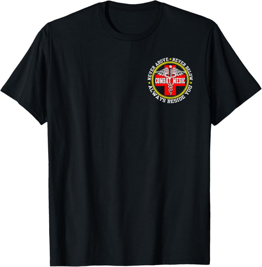 Vintage U.S Army Combat Medic Veteran Medical Military Flag T-Shirt - T-Shirt | Black