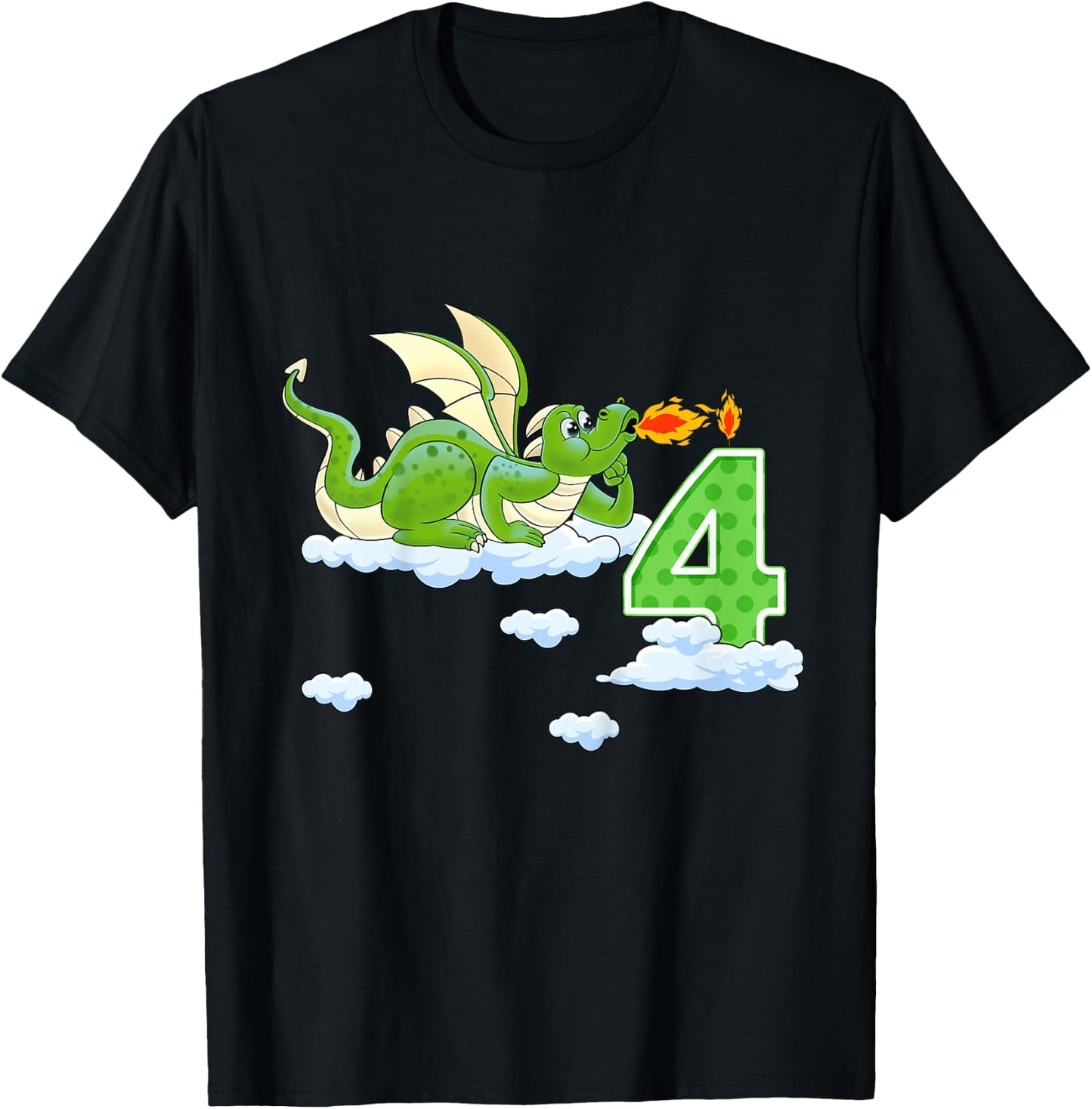 Kids Dragon 4 Year Old Birthday Outfit Boy Knight 4th Birthday T-Shirt - T-Shirt | Black