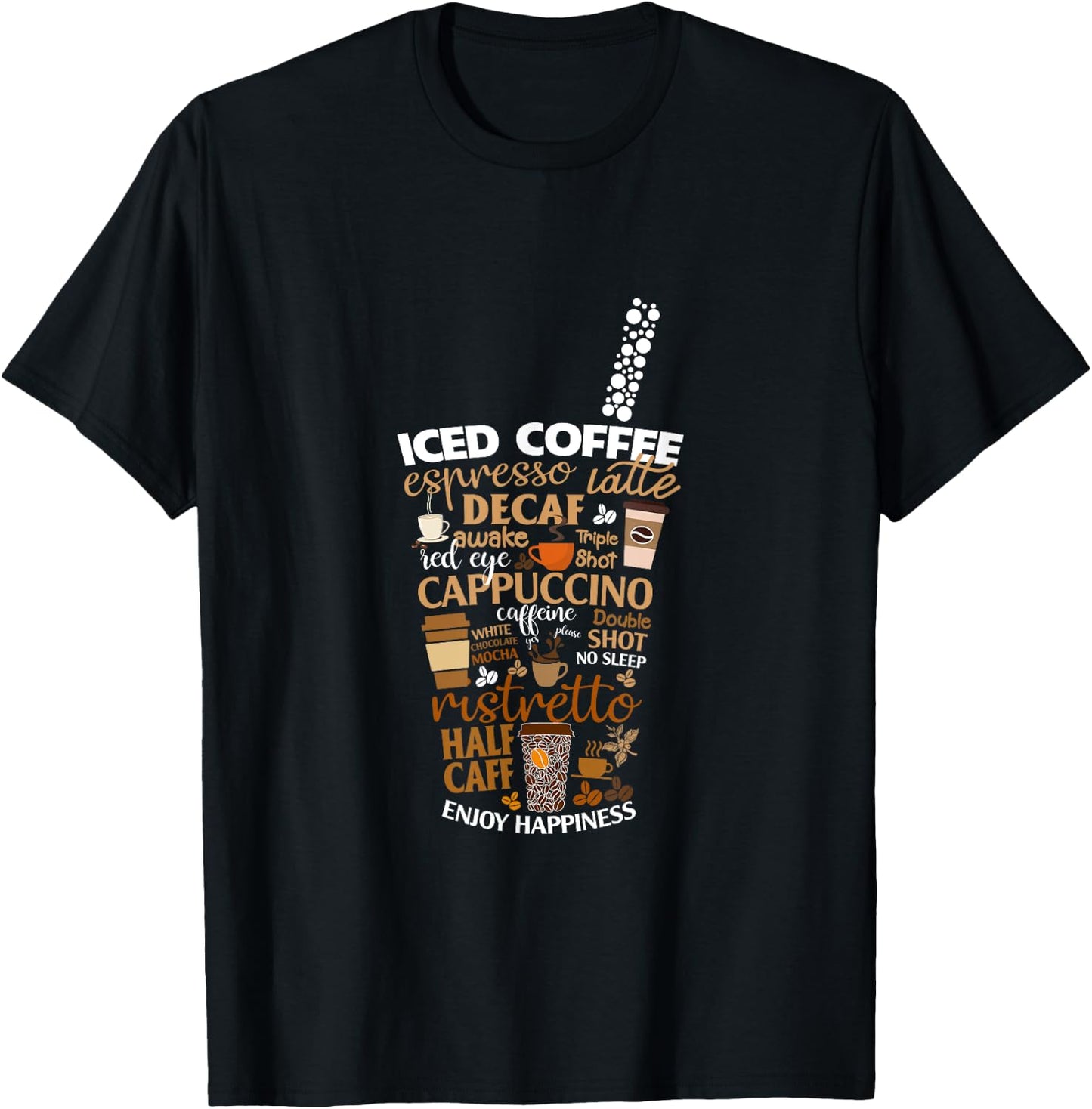 Iced Coffee Cup Coffee Lover But First Coffee Espresso Latte , Black, Small T-Shirt - T-Shirt | Black