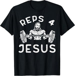 Workout Reps 4 Jesus Gym Christian Weightlifting Men Women T-Shirt - T-Shirt | Black
