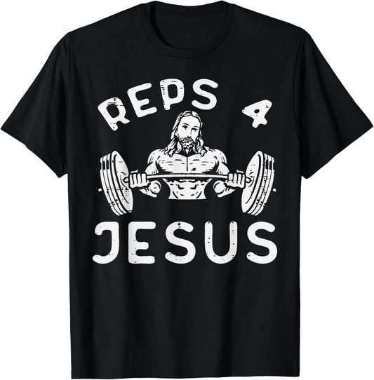 Workout Reps 4 Jesus Gym Christian Weightlifting Men Women T-Shirt - T-Shirt | Black
