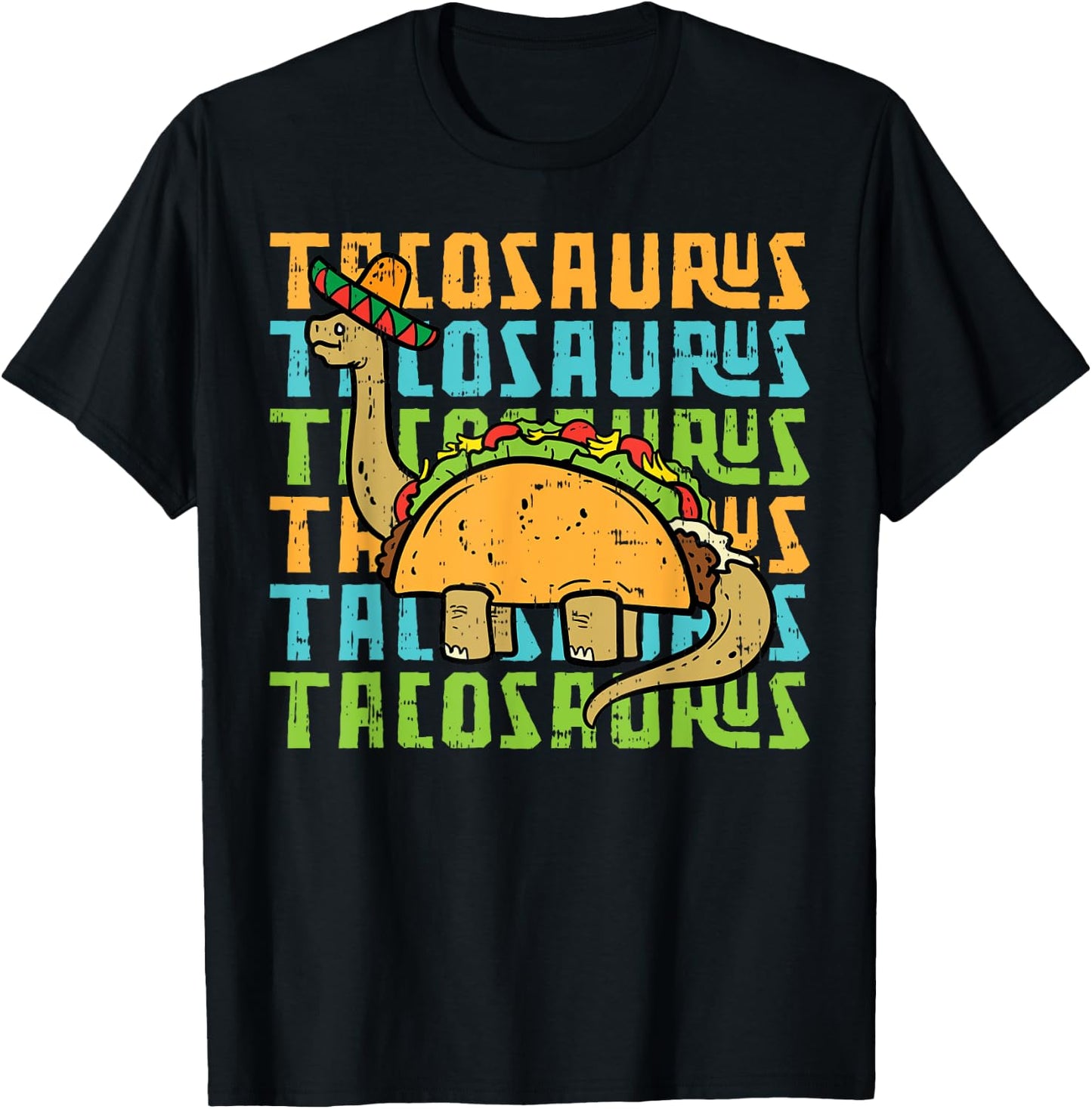 Tacosaurus Taco Dinosaur Funny Dino Cinco De Mayo Mexican T-Shirt - T-Shirt | Black