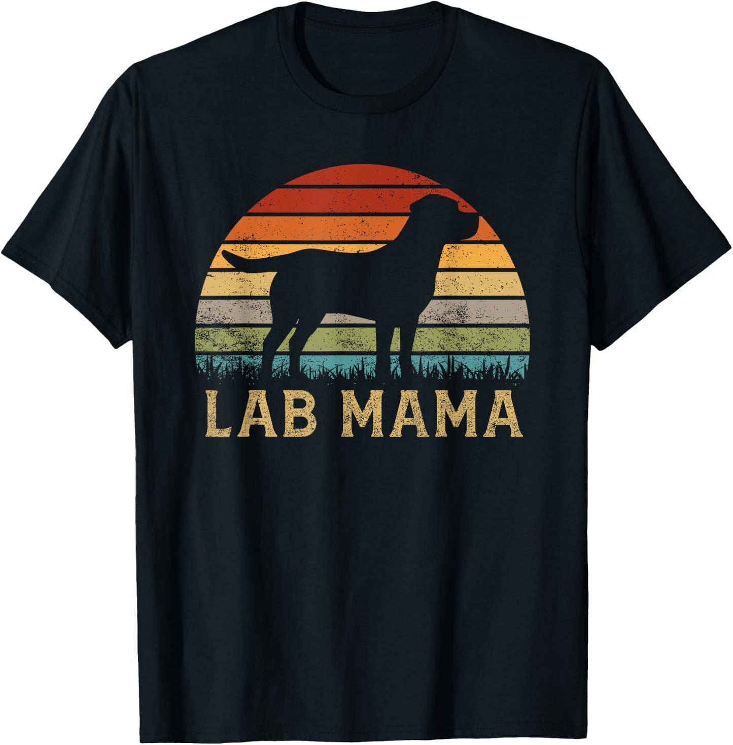 Lab Mama Retro Labrador Retriever Lover Vintage Dog Lab Mom T-Shirt - T-Shirt | Black