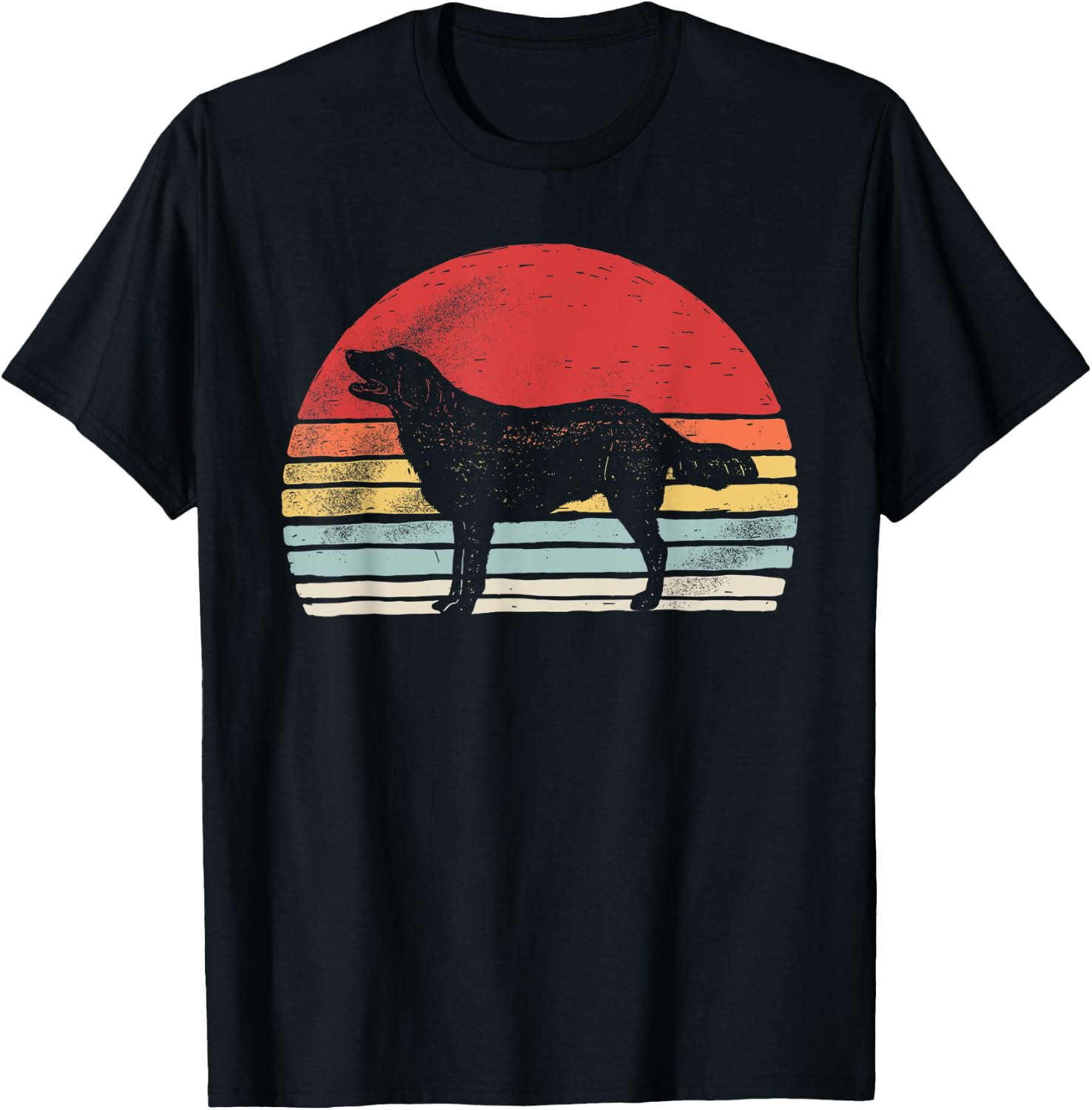 Vintage Retro Flat Coat Retriever Dog Breed Men Women Kids T-Shirt - T-Shirt | Black