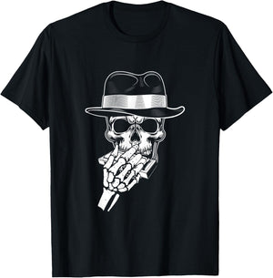 Skeleton Harmonica Player Blues Harmonica Musician T-Shirt - T-Shirt | Black