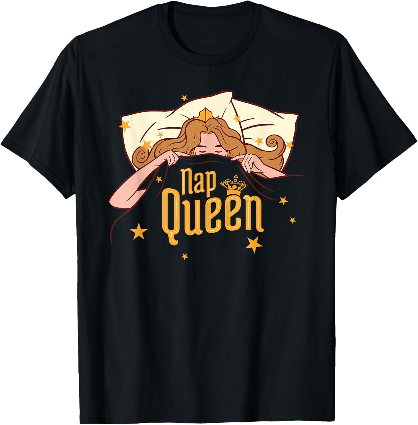 Nap Queen Shirt, Napping Sleeping Gift Women Girls Graphic T-Shirt - T-Shirt | Black