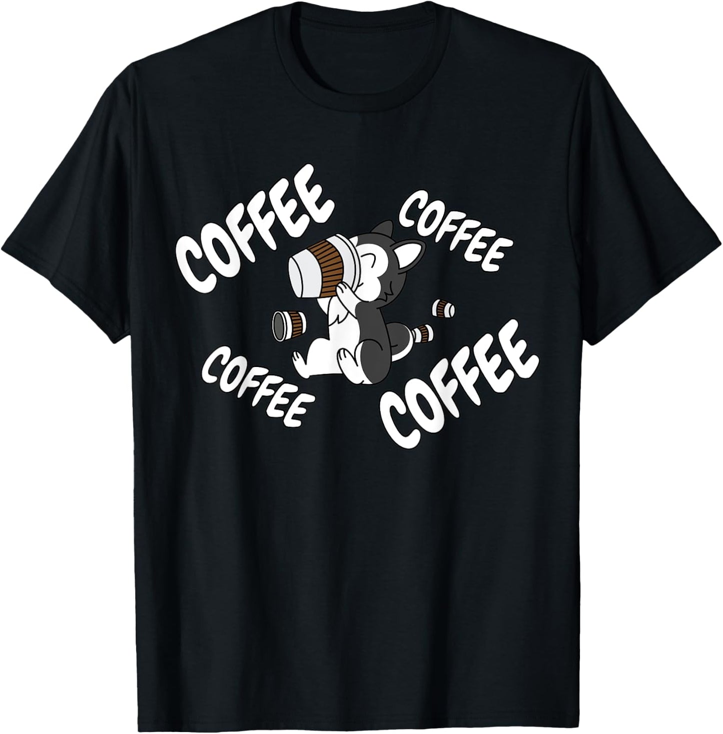 Coffee Husky Dog Women T-Shirt - T-Shirt | Black