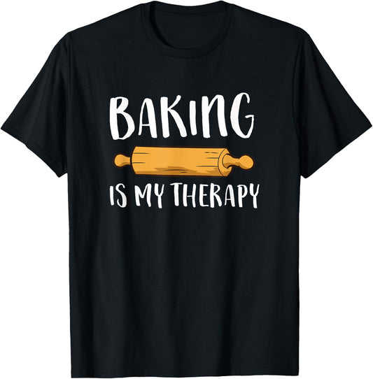 Christmas Cookie Baking Baker Gift Baking Is My Therapy T-Shirt - T-Shirt | Black