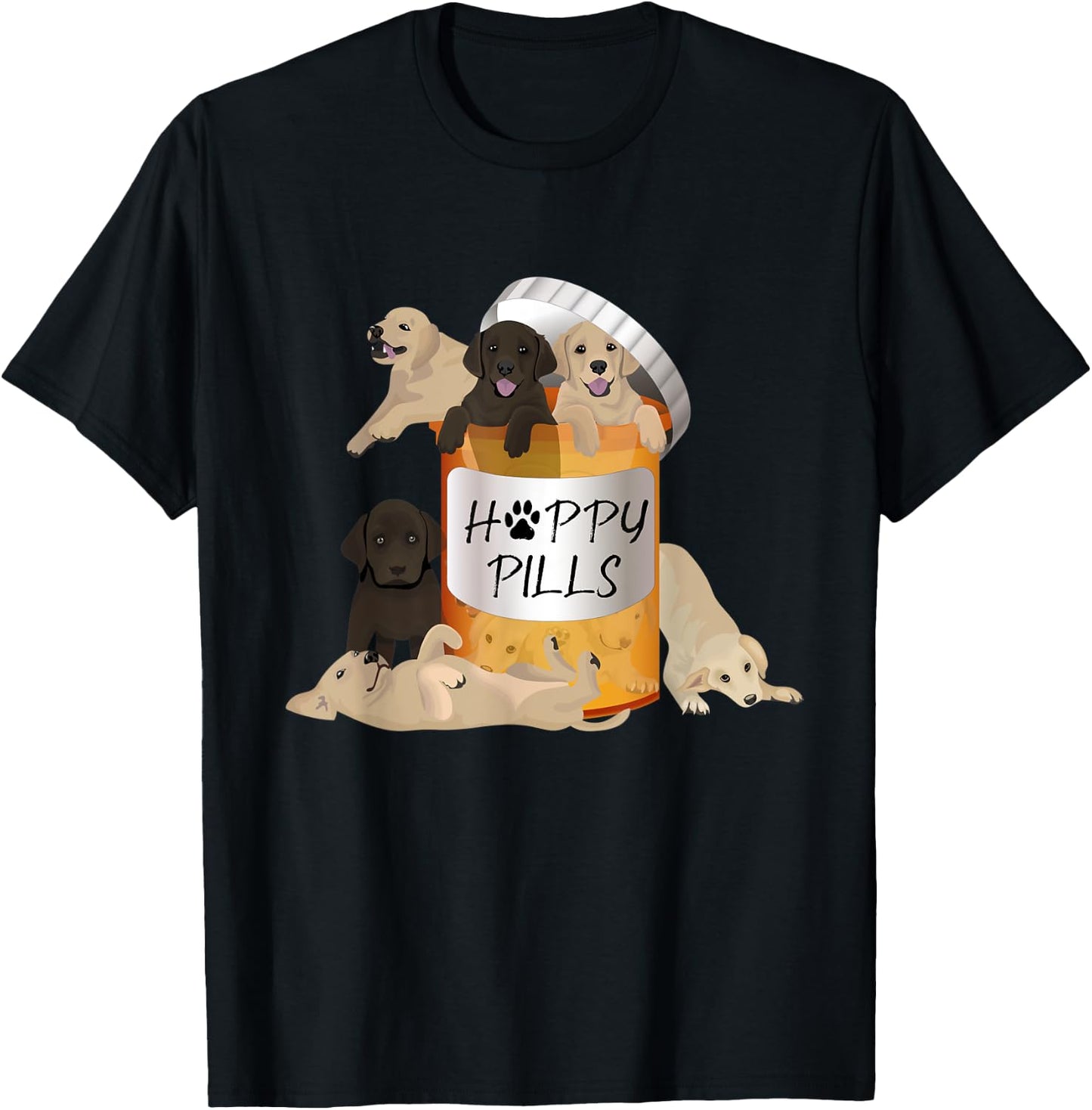 Gift Labrador Retriever Owner Happy Pills Antidepressant T-Shirt - T-Shirt | Black