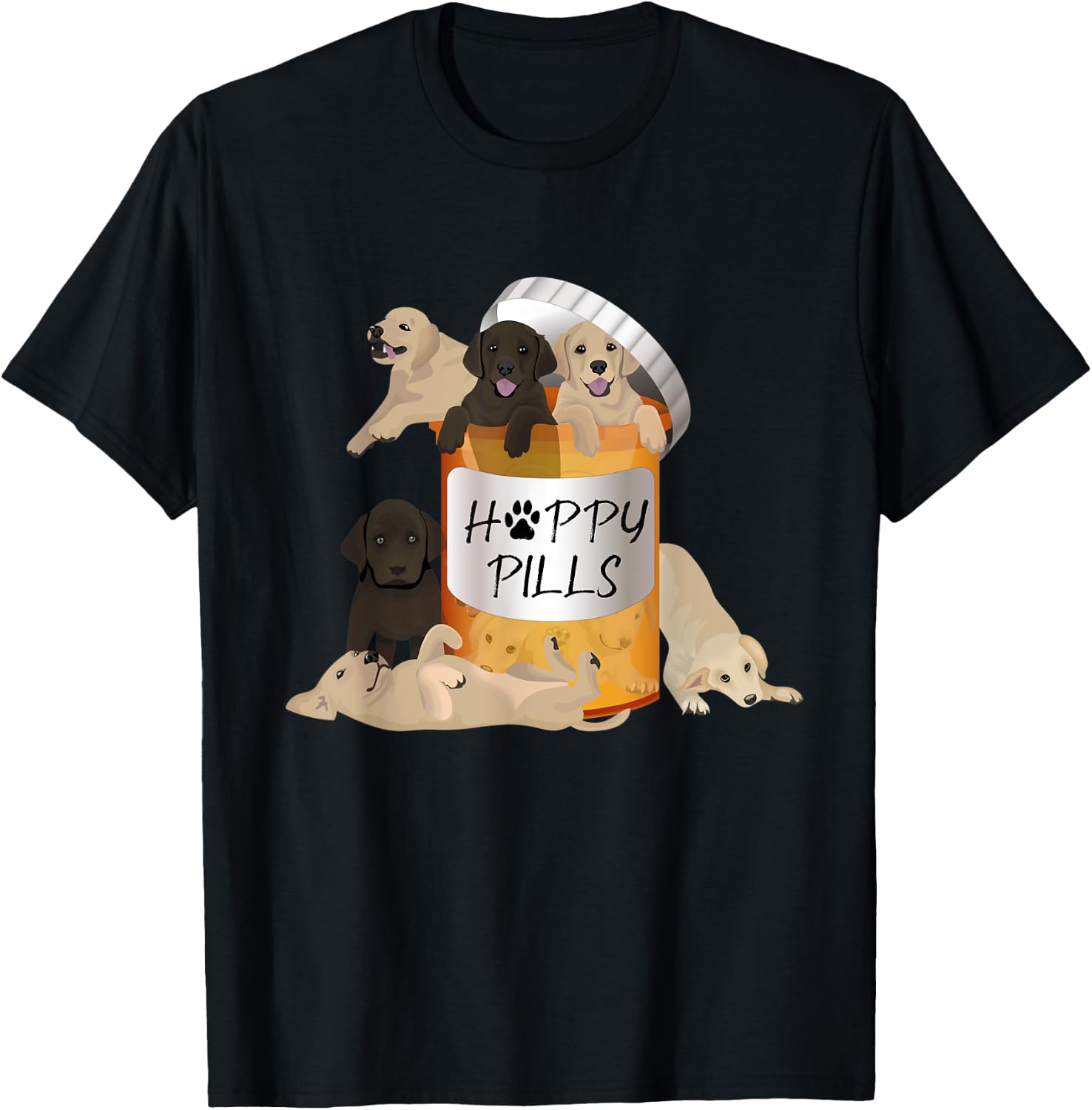 Gift Labrador Retriever Owner Happy Pills Antidepressant T-Shirt - T-Shirt | Black