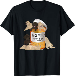 Gift Labrador Retriever Owner Happy Pills Antidepressant T-Shirt - T-Shirt | Black