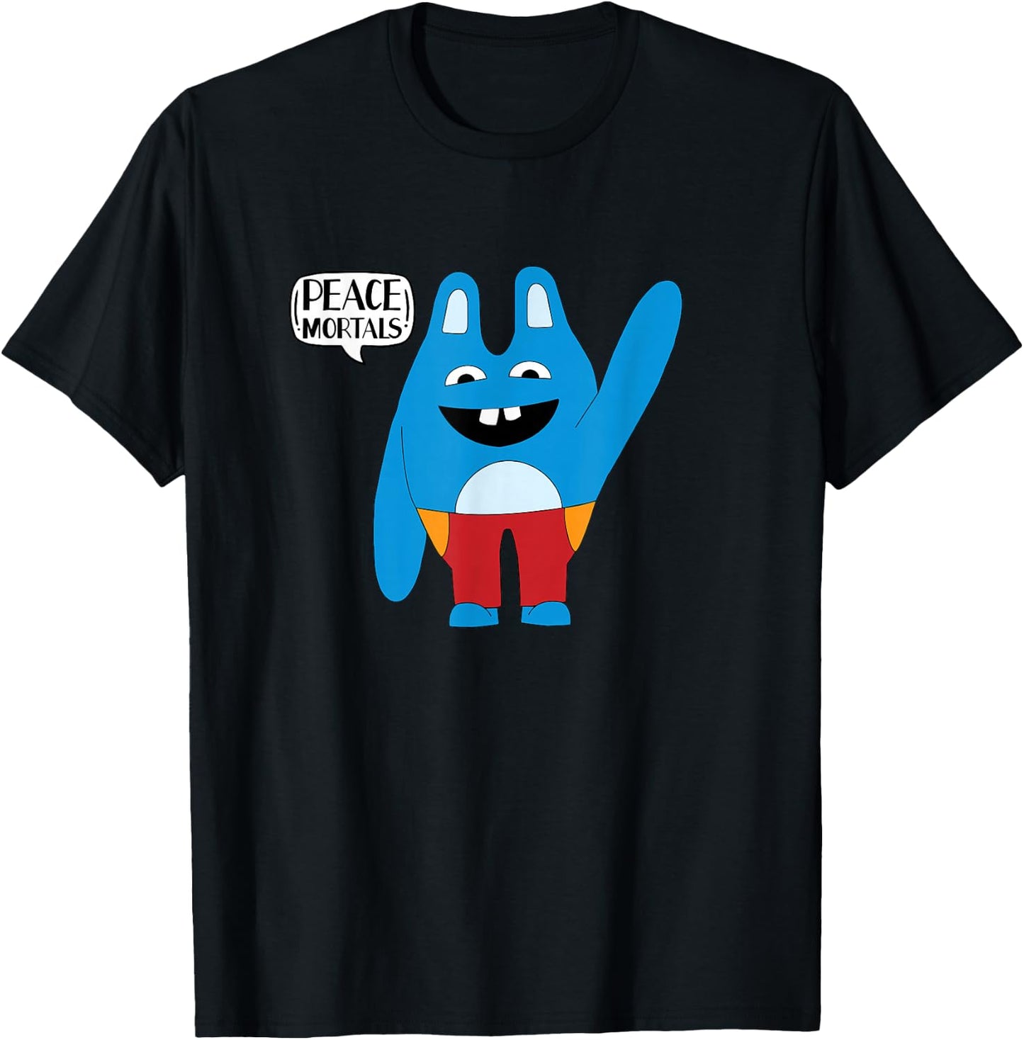 Bingo Bronson Peace Mortals Funny Blue Mascot Animal T-Shirt - T-Shirt | Black