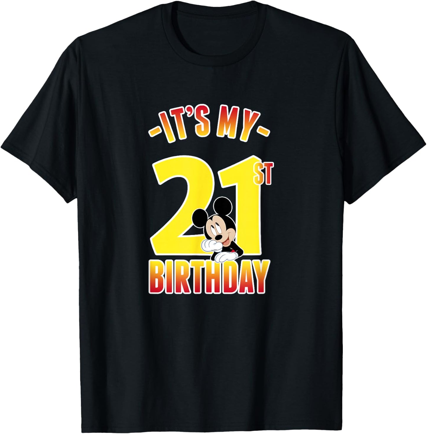 Disney Mickey Mouse It's My 21st Birthday Gradient Portrait T-Shirt - T-Shirt | Black