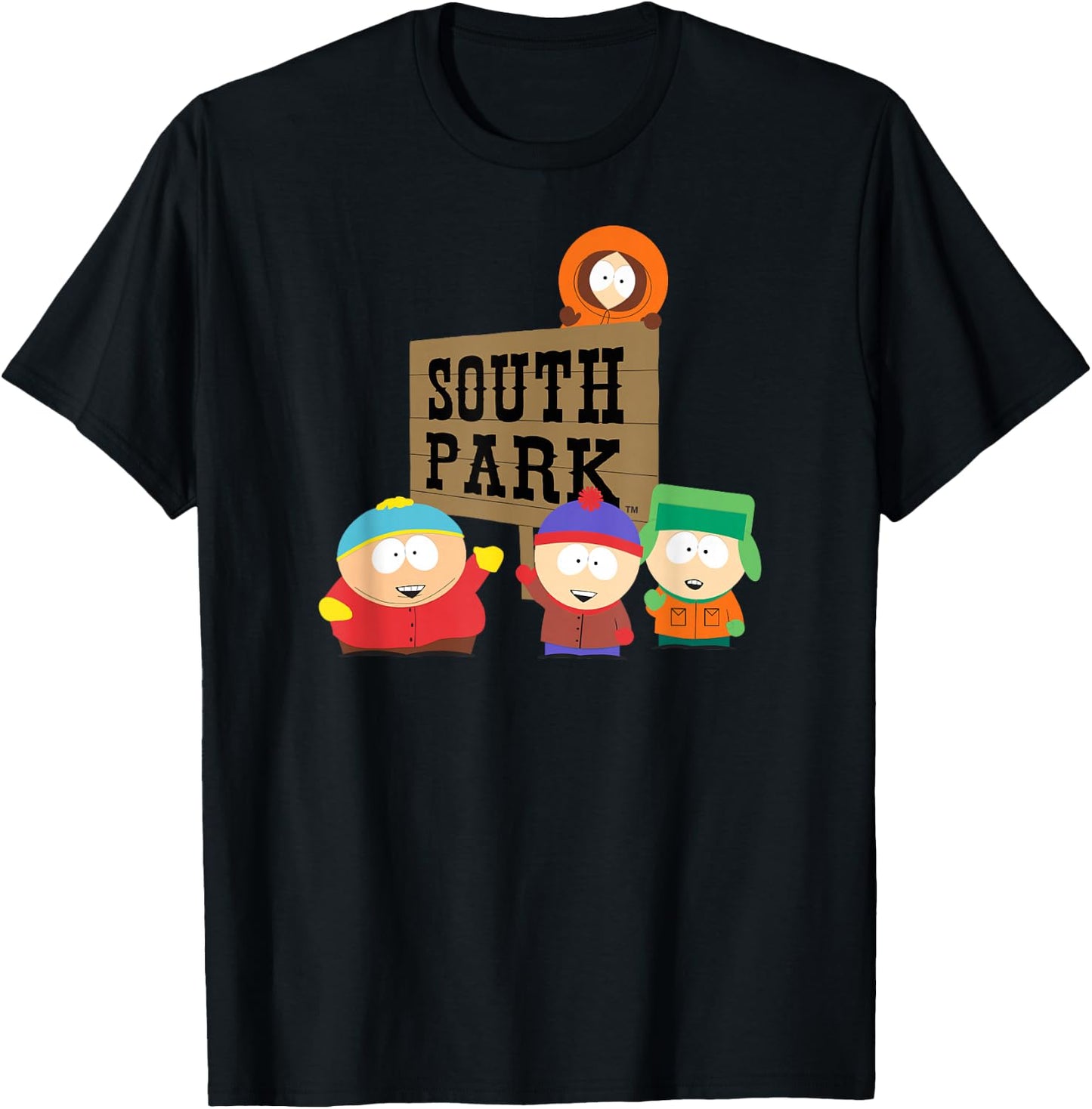 South Park Gang with Sign T-Shirt - T-Shirt | Black