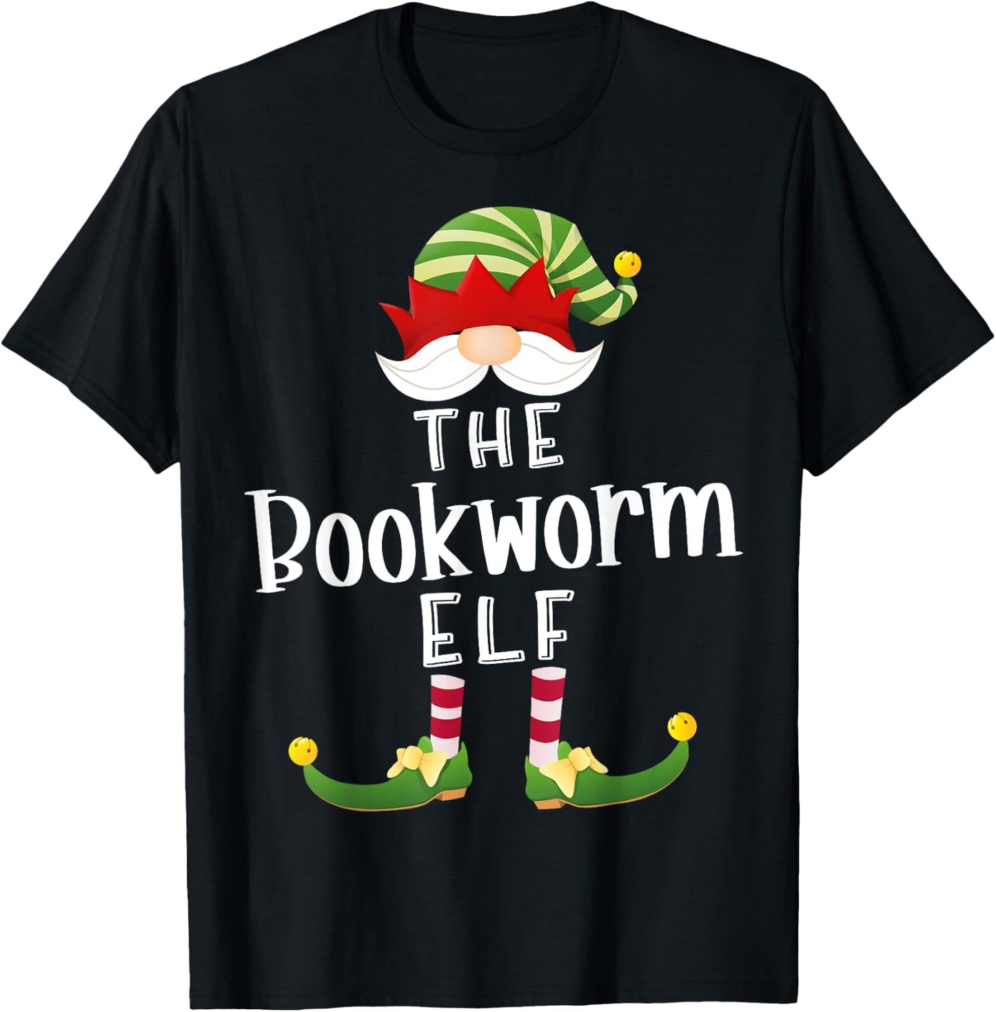 Bookworm Elf Group Christmas Funny Pajama Party T-Shirt - T-Shirt | Black