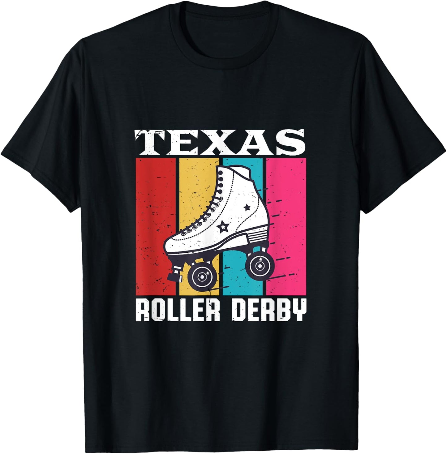 Vintage Retro Texas Roller Derby Women Roller Skating T-Shirt - T-Shirt | Black