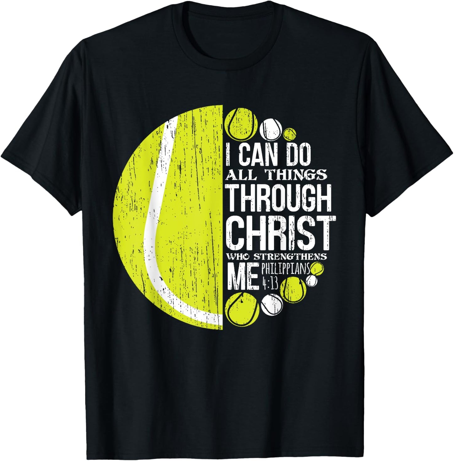 Christian Tennis Philippians 4:13 Gift Women Kids T-Shirt - T-Shirt | Black