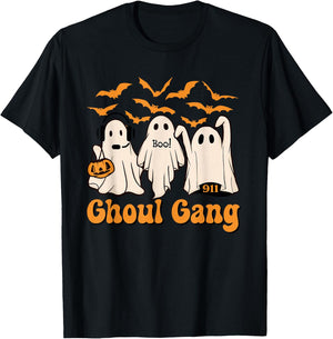 Halloween Dispatcher Boo Crew Police Dispatch Thin Gold Line T-Shirt - T-Shirt | Black