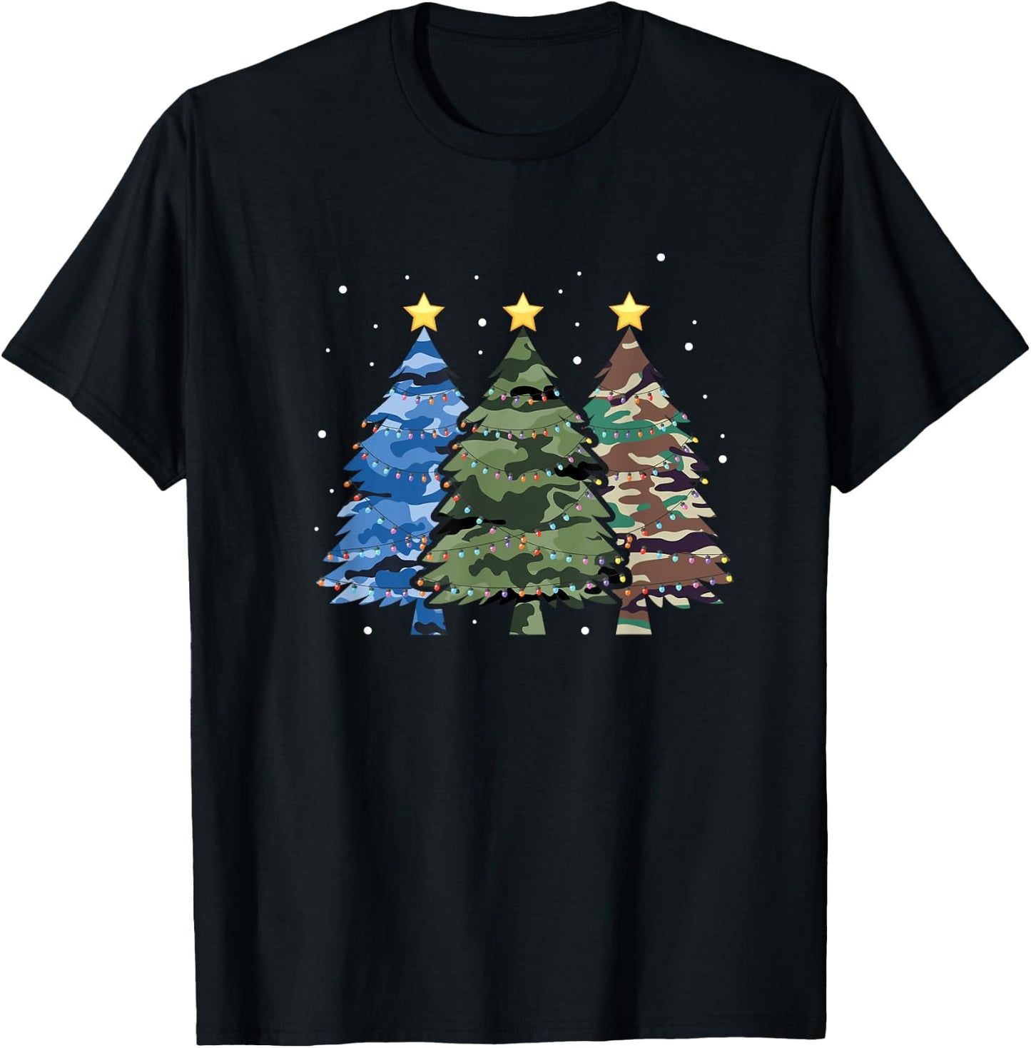 Christmas Tree Camo Camouflage T-Shirt - T-Shirt | Black
