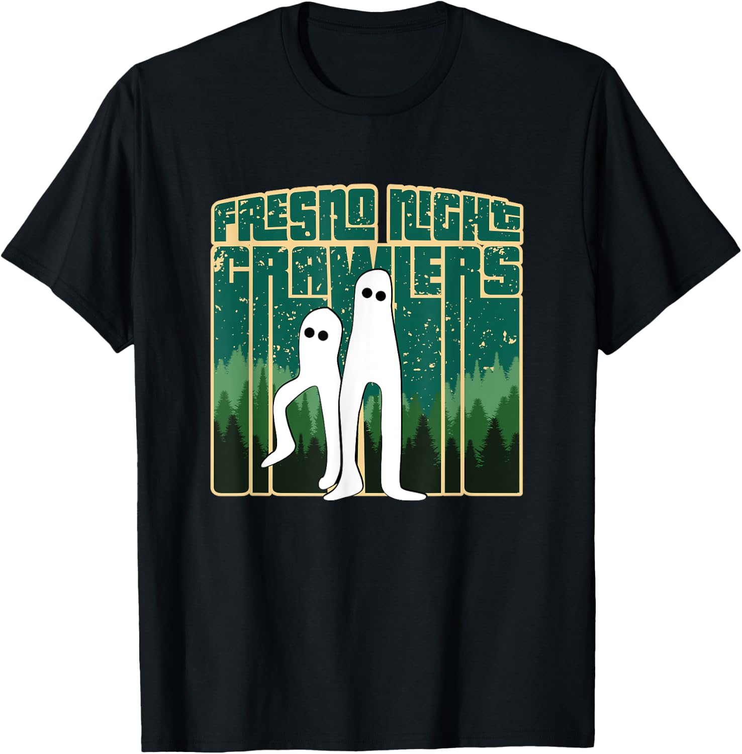 Fresno Night Crawlers - Retro Cute Cryptid Haunted Pants T-Shirt - T-Shirt | Black