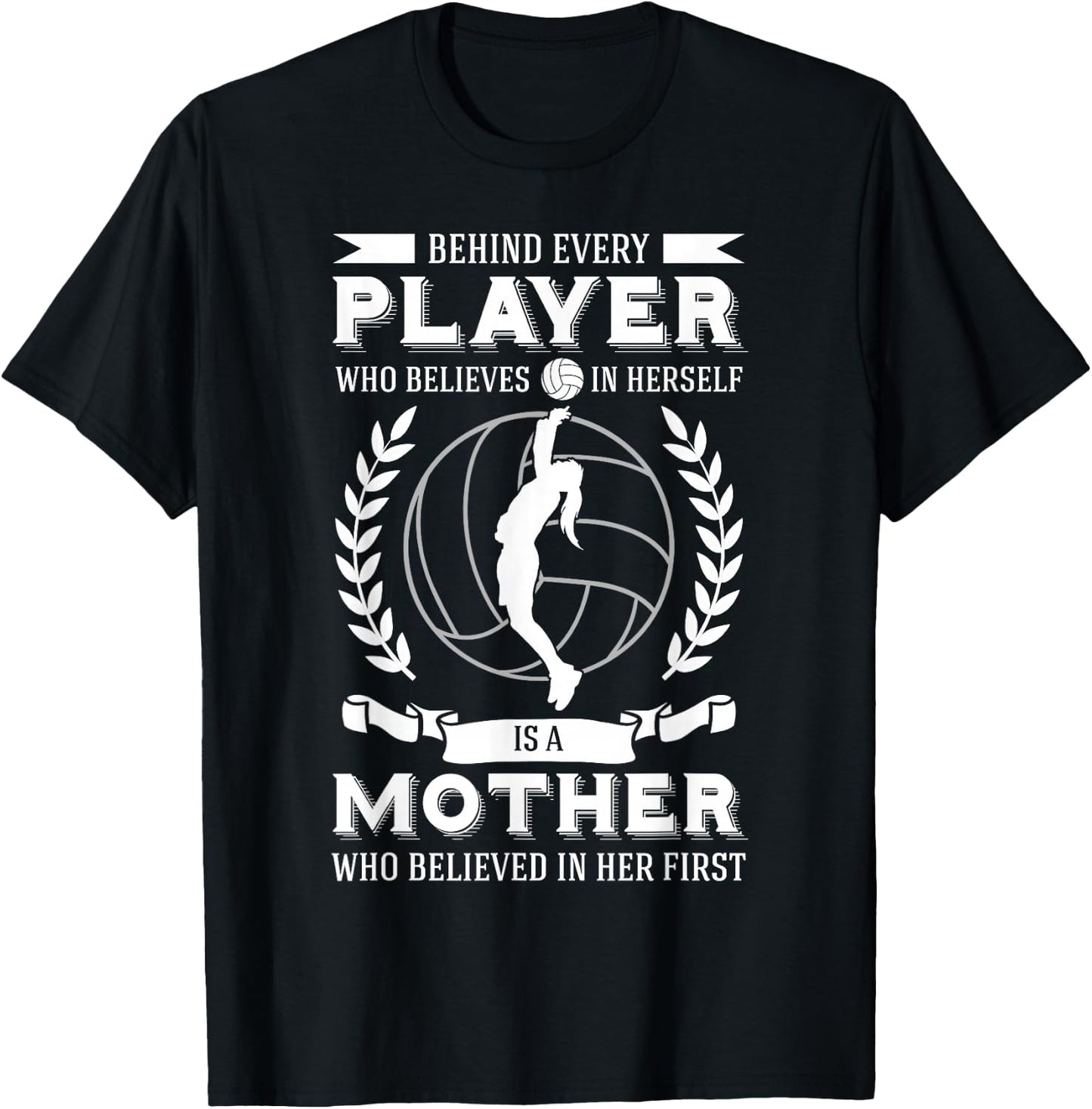 Volleyball Mom Player Mother's Day Team Sport Fan Mommy T-Shirt - T-Shirt | Black